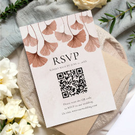 テラコッタの植物の秋QRコードRSVP 出欠カード