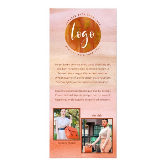 テラコッタの水の色あなたのロゴラックカードを洗う ラックカード (正面)