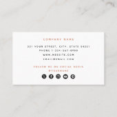 テラコッタの水の色モダンソーシャルメディアのアイコン 名刺 (裏面)