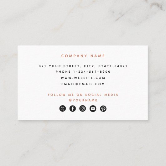 テラコッタの水の色モダンソーシャルメディアのアイコン 名刺 (裏面)