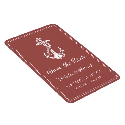 テラコッタの海軍アンカー Save the Date マグネット (右側)