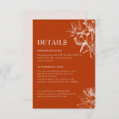 テラコッタの焼きオレンジ色の秋のウェディング詳細 エンクロージャーカード (正面/裏面)