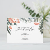 テラコッタの熱帯結婚の葉脈の詳細 出欠カード (スタンド正面)