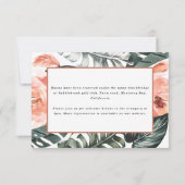 テラコッタの熱帯結婚の葉脈の詳細 出欠カード (裏面)