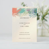 テラコッタの秋の結婚式延期カード セーブザデート (スタンド正面)