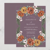 テラコッタの秋の結婚式 招待状 (正面/裏面)