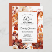 テラコッタの秋の花　６０歳のサプライズ誕生日 招待状 (正面/裏面)