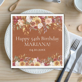テラコッタの紅葉フラワーの誕生日パーティー スタンダードランチョンナプキン