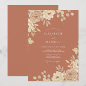 テラコッタの素晴らしい秋の結婚式 招待状 (正面/裏面)