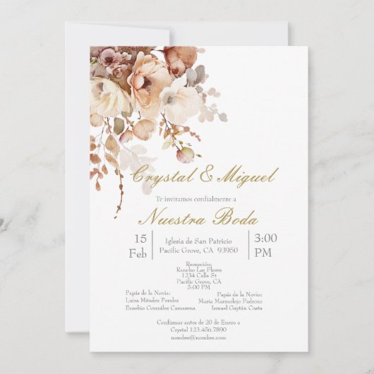 テラコッタの結婚式招待状（スペイン語） 招待状 (正面)