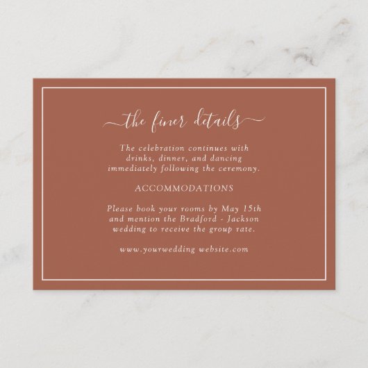 テラコッタの結婚式 詳細カード エンクロージャーカード (正面)