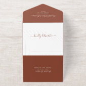 テラコッタの結婚披露宴の後ずっと幸せに オールインワン招待状 (外側)