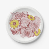 テラコッタの縁取り花束 ペーパープレート (正面)