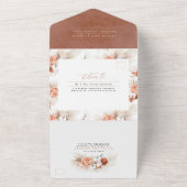 テラコッタの花とパンパスグラスエキゾチック結婚ズ オールインワン招待状 (外側)