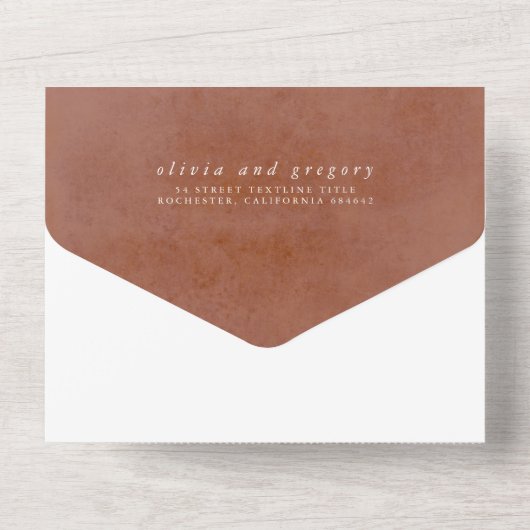 テラコッタの花とパンパスグラスエキゾチック結婚ズ オールインワン招待状 (裏面)