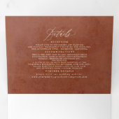 テラコッタの花とパンパスグラスエキゾチック結婚ズ 三つ折り招待状 (内部最初)