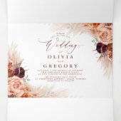 テラコッタの花とパンパスグラスエキゾチック結婚ズ 三つ折り招待状 (内部中)