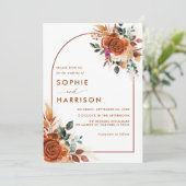 テラコッタの花とパンパスグラス結婚サビ 招待状 (スタンド正面)