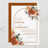 テラコッタの花とパンパスグラス結婚サビ 招待状 (正面/裏面)