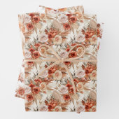 テラコッタの花とボホウォーターの色の粘土バラ ラッピングペーパーシート (インサイチュ)