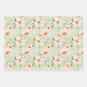 テラコッタの花と緑のエレガントフローラ ラッピングペーパーシート (正面2)