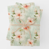 テラコッタの花と緑のエレガントフローラ ラッピングペーパーシート (インサイチュ)