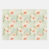 テラコッタの花と緑のエレガントフローラ ラッピングペーパーシート (正面)