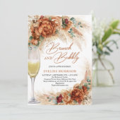 テラコッタの花パンパスグラスのブランチと泡立ち 招待状 (スタンド正面)