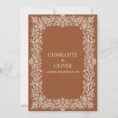 テラコッタの花柄フレーム ウェディング インビテーション (裏面)