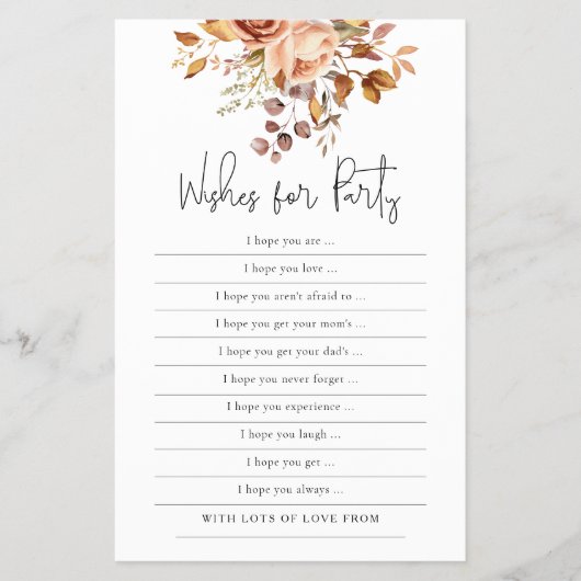 テラコッタの花模様が赤ちゃんのシャワーゲームを望む チラシ (正面)