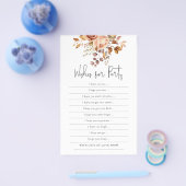 テラコッタの花模様が赤ちゃんのシャワーゲームを望む チラシ (シングル)