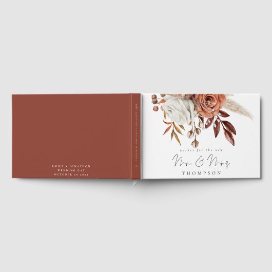 テラコッタの花模様は新しいミセスを願う ゲストブック (全面)