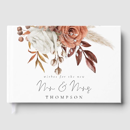 テラコッタの花模様は新しいミセスを願う ゲストブック (正面)