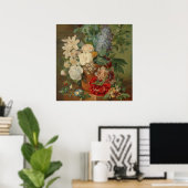 テラコッタの花瓶で花を咲かせる静物詩 ポスター (ホームオフィス)