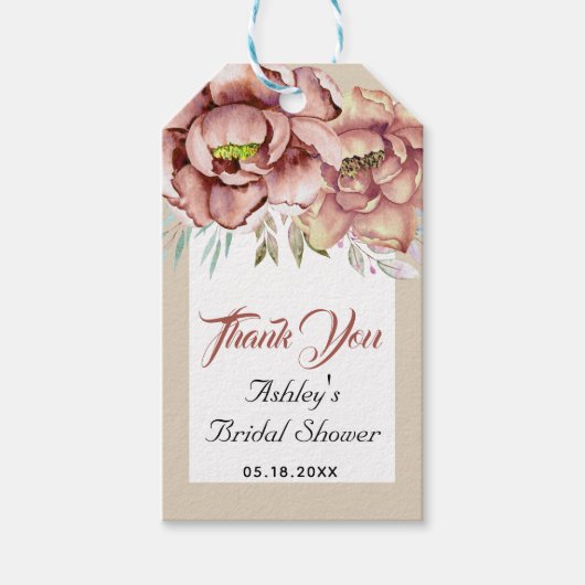 テラコッタの花 ありがとう ブライダルシャワー ギフトタグ (正面)