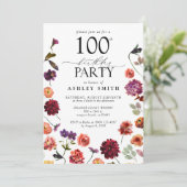 テラコッタの花　100歳の誕生日パーティー　エレガント 招待状 (スタンド正面)