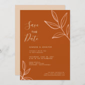 テラコッタの葉がお知らせするバーチャルウェディング 招待状 (正面/裏面)