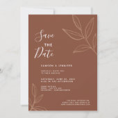 テラコッタの葉でSave the Date バーチャルウェディング 招待状 (正面)