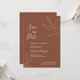 テラコッタの葉でSave the Date バーチャルウェディング 招待状