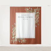 テラコッタの葉のウェディングシャワー写真用背景 タペストリー (正面)