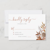 テラコッタの葉ボホ結婚フローラ 出欠カード (正面)
