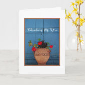 テラコッタの赤いゲラニ考えるウムポット/OF YOU カード (黄色い花)
