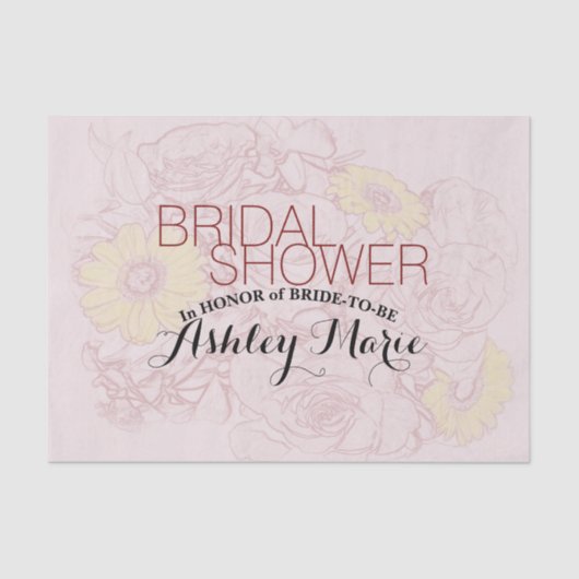 テラコッタの輪郭を描いた花束のアート作品をカスタマイズ 薄葉紙 (正面)