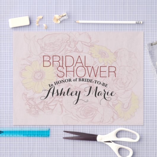 テラコッタの輪郭を描いた花束のアート作品をカスタマイズ 薄葉紙 (クラフト)