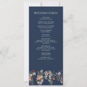 テラコッタの野の花のネイビーブルーの結婚式プログラム (裏面)
