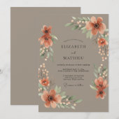 テラコッタの野の花の結婚式 招待状 (正面/裏面)