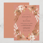 テラコッタの野の花の結婚式 招待状 (正面/裏面)