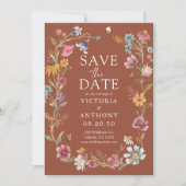 テラコッタの野の花は日付カードを保存 セーブザデート (正面)