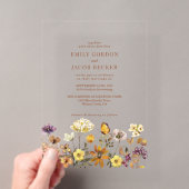 テラコッタの野の花ボヘミアンな秋の結婚式  アクリル招待状 (インサイチュ (ポータブル))