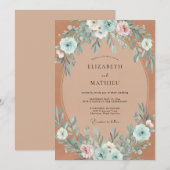 テラコッタの静謐なボヘミアン秋の結婚式 招待状 (正面/裏面)